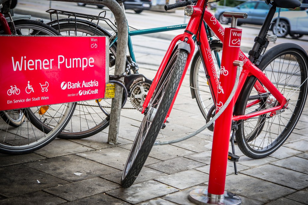 Öffentliche Luftpumpen Netz wurde ausgeweitet Fahrrad Wien