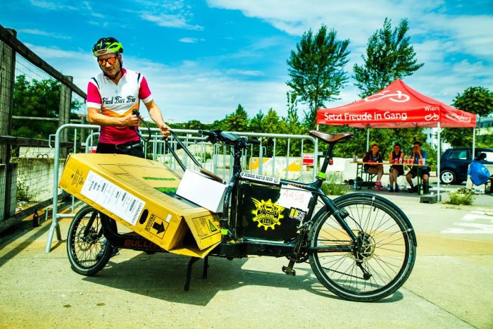 Foto von der FahrradbotInnen Europameisterschaft. Fotograf: Peter Provaznik