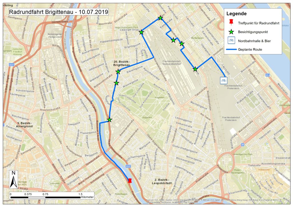 Landkarte, die die Route der Radrundfahrt darstellt.