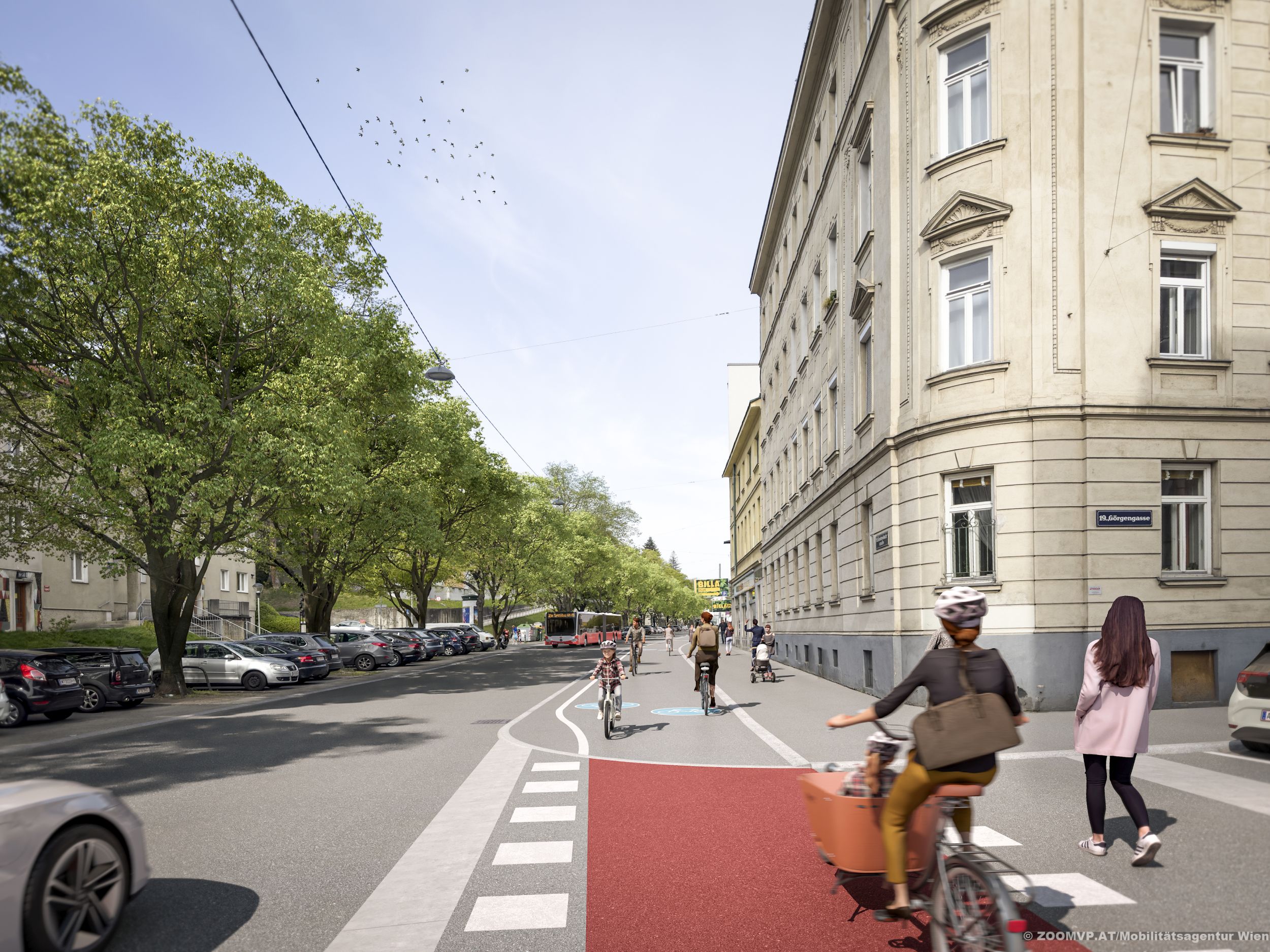 Visualisierung des neuen Radwegs in der Krottenbachstraße